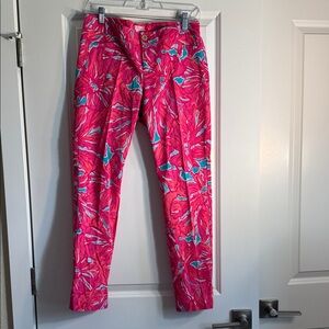 Lilly Pulitzer Pink and Blue Floral Kelly Pants